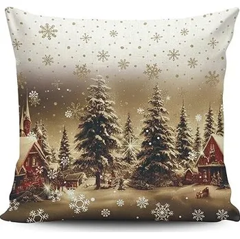 Povlečení Forbyt Zasněžená krajina CYH6019R 40 × 40 cm, vánoční