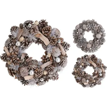 Vánoční dekorace Vánoční dekorace věnec, 34 cm přírodní, mix barev