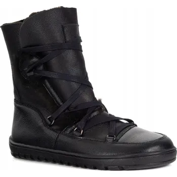 Dámská obuv Dámské kotníkové boty BAREFOOT kožené 1802POL černé + beran 42