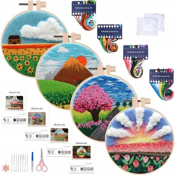 Obraz 4PCS DIY Embroidery Kit, velryba, krajina téma