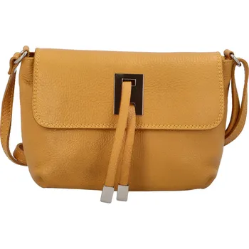 Dámská kožená crossbody kabelka tmavě žlutá - ItalY Porta žlutá