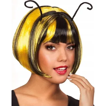 Karnevalová paruka PARUKA VČELKA S TYKADLY ŽLUTO ČERNÁ VOSA VČELA