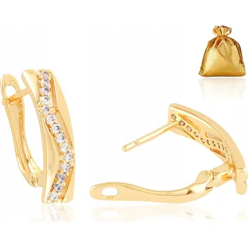 Náušnice DÁMSKÉ ZLATÉ POZLACENÉ NÁUŠNICE Z CHIRURGICKÉ OCELI S ANGLICKÝM ZAPÍNÁNÍM