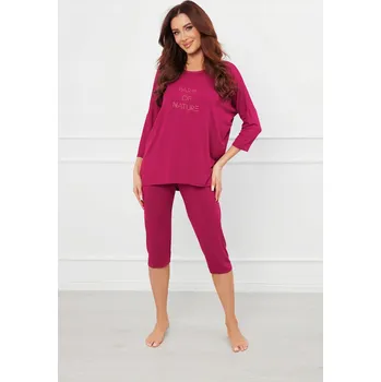 Dámské pyžamo Tříčtvrteční dámské pyžamo Italian Fashion Natura - viskóza Bordó L