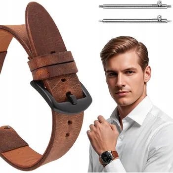 Řemínek na hodinky Řemínek k hodinkám Polax kožený hnědý karamelový 22 mm velikost L