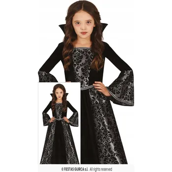 Karnevalový kostým KOSTÝM MALÉ UPÍRKY STŘÍBRNÝ HALLOWEEN 104