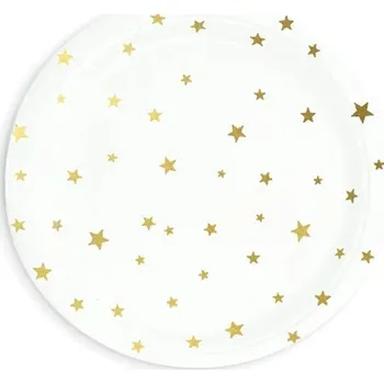 Talíř TALÍŘKY HVĚZDIČKY HRÁŠKY LESKLÉ BÍLÉ 6 KS 18 CM