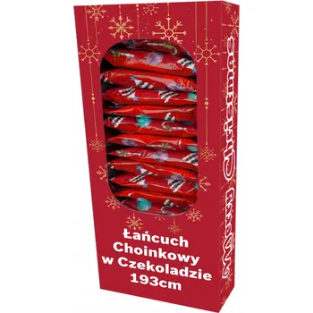 Vánoční dekorace Čokoládová vánoční girlanda na stromeček 193 cm s hvězdou ČERVENÁ