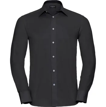Pánská košile Russell Košile Oxford 922M, dlouhý rukáv COT11922M00204-black XL Černá