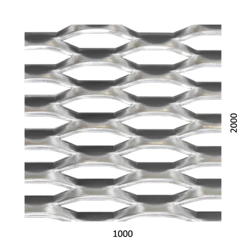 Plech DOPRODEJ! Hliníkový tahokov, šestihranné oko, neválcované: 47x13 mm, můstek: 5 mm (1000x2000x2 mm), orientace oka: rozměr oka 47 mm je rovnoběžný s rozměrem tabule 1000 mm