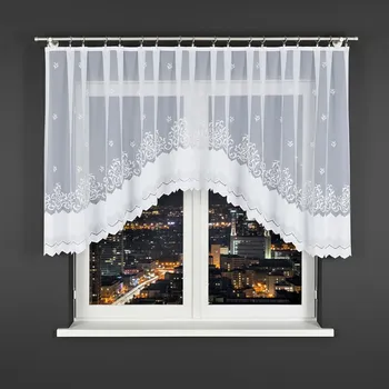 Záclona Dekorační krátká vzorovaná záclona na žabky GENOWEFA 120 bílá 300x120 cm MyBestHome