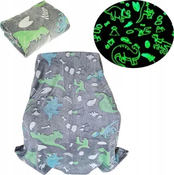 deka Svítící deka z mikrovlákna 150x200 Barevní dinosauři