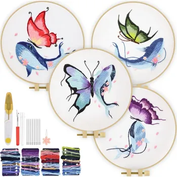 Obraz 4PCS DIY Embroidery Kit, oceánská velryba téma