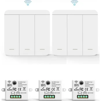 vypínač Dvojitý vypínač bílý, ovládaný dálkovým ovladačem a Wi-Fi