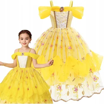 Karnevalový kostým KOSTÝM PŘEVLEK ŠATY BELLA PRINCEZNA NA KARNEVALOVÝ BÁL 140 146 CM