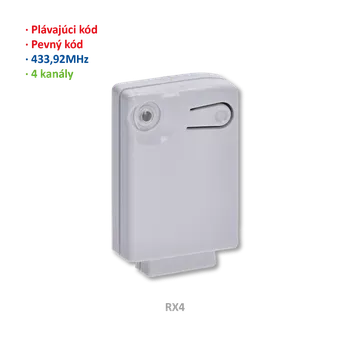 Pohon brány Přijímač interní 4-kanálový (433Mhz) pro pevný nebo plovoucí kód, 400 kódů