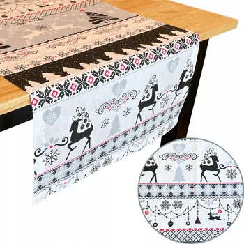 ubrus Běhoun bílý, černý, odstíny šedé, stříbrný, vícebarevný 125 x 45 cm