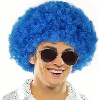 Karnevalová paruka PARUKA AFRO KUDRNY VLASY KREPATÉ NA PÁRTY TMAVĚ MODRÁ