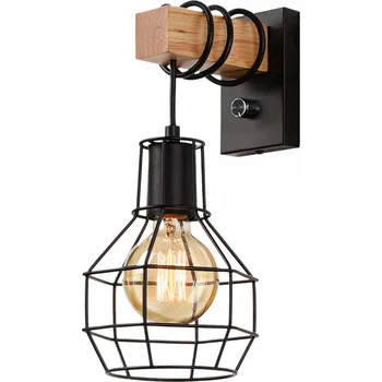 Nástěnné svítidlo NÁSTĚNNÁ LAMPA KREATIVNÍ VINTAGE STYL Z KOVU A DŘEVA