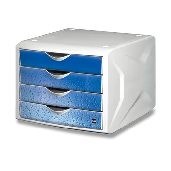 Zásuvkový kontejner Helit Chameleon - zásuvkový box - 4 zásuvky, modrý