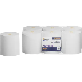Papírový ručník Luna papírové ručníky bílé 6 rolí 1vrstvé 300 m systémové