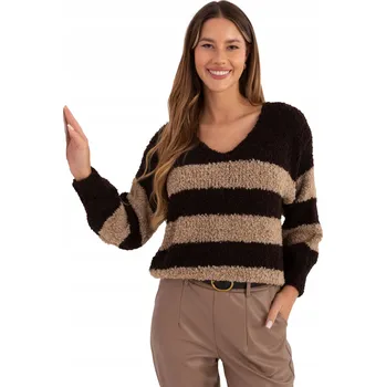 Dámský svetr Italy Moda dámský svetr hnědý oversize k bokům univerzální velikost
