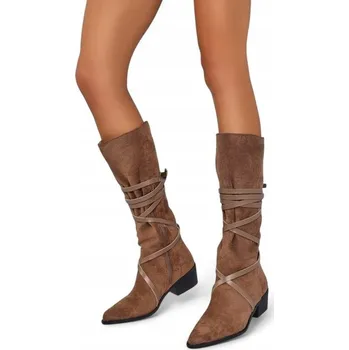 Dámské kozačky Royalfashion dámské kozačky do půlky lýtek s plochým podpatkem, velikost 37