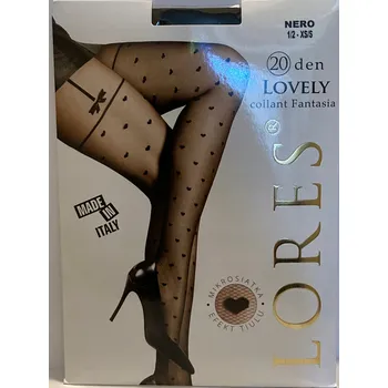 Dámské punčochy Punčocháče vzorované Lores Lovely 20 DEN 20den černé Nero velikost 1/2