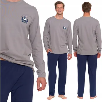 Pánské pyžamo PÁNSKÉ BAVLNĚNÉ PYŽAMO DVOUDÍLNÉ S DLOUHÝM RUKÁVEM MORAJ POHODLNÉ L