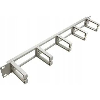 Racková skříň VALUE 19" vyvazovací panel 1U, průchozí, 5x plastový třmen, šedý