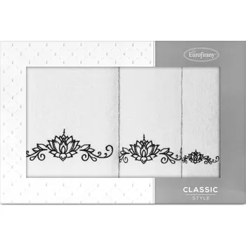 Držák na ručník Sada ručníků 3ks Eurofirany Liliana bílá+černá