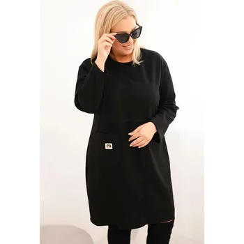 Dámské šaty Dámské šaty Plus Size máslo s kapsou a rukávem 3/4 černá UNI