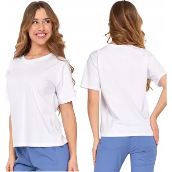 DÁMSKÉ TRIČKO TRIČKO S KRÁTKÝM RUKÁVEM MORAJ VOLNÉ KLASICKÉ BÍLÉ 3XL