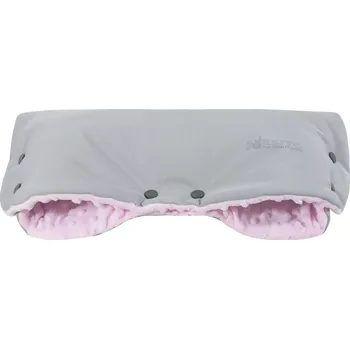 Rukávník ESITO | Rukávník ke kočárku Minky softshell RFX Pink - šedá / růžová / 45 x 53 cm