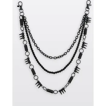 Řetízek Reporter Young | Chlapecký černý trojitý řetízek na kalhoty se třemi hroty - Barva ČERNÁ, Velikost R2 253-0996B-46-100-1