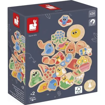 magnetka pro dítě Janod Dřevěné magnetky pro děti Zahrada 24 ks
