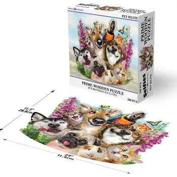 Puzzle PRIME 3D Dřevěné PUZZLE - Selfie se zvířátky 200 dílků