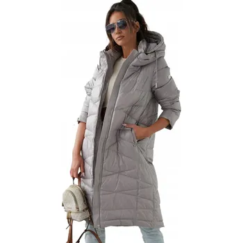 Dlouhý dámský zimní prošívaný kabát zateplený elegantní SAMANTA 44