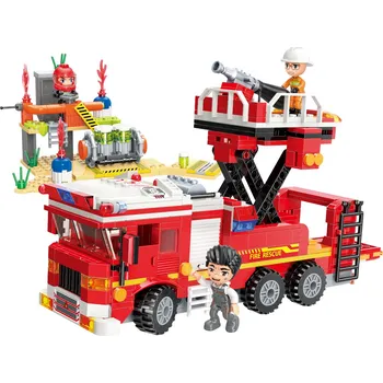 ostatní stavebnice Qman Mine City Fire Line W12013 Cisternová automobilová stříkačka s plošinou