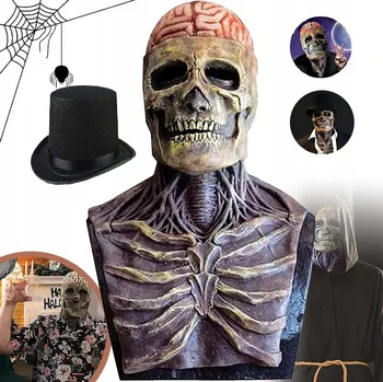 Pleťová maska Maska na obličej kostra 3D latexová červená