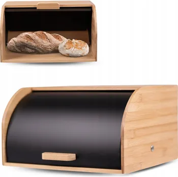 chlebník DŘEVĚNÝ CHLEBNÍK NÁDOBA NA PEČIVO CHLÉB ROHLÍKY VELKÝ MASIVNÍ ČERNÝ