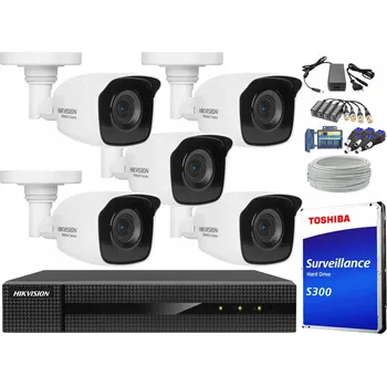 Bezpečnostní kamera Sada pro domácí monitoring 5 Mpx, 5 kamer Hikvision TVI AHD, pro připojení kroucenou dvoulinkou