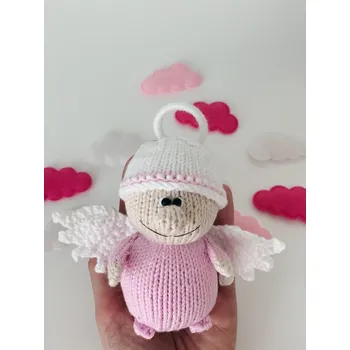 Svatební dekorace BRIMOON Anděl s růžovou čepicí 12cm