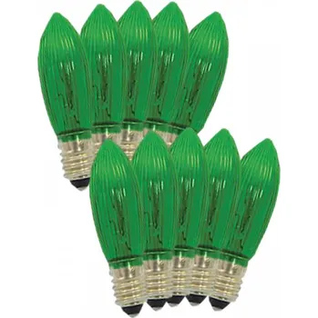 Vánoční dekorace Žárovky E-10 14V 3W zelené (10ks) pro vánoční řetězy (1ks)