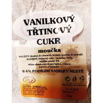 Cukr Vanilkový třtinový cukr moučka s vanilkou 100g
