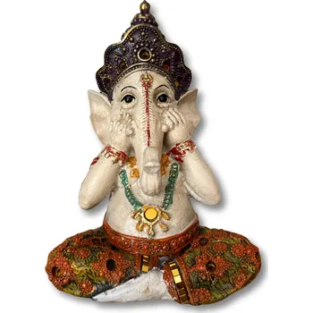 Soška Ganéša - Umění mlčet výška 21 cm, princip tří moudrých