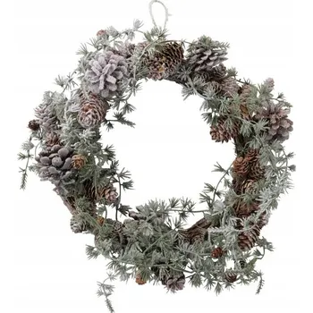 Věnec VÁNOČNÍ VĚNEC NA DVEŘE OZDOBNÝ S ŠIŠKAMI ZÁVĚSNÝ Ø32cm