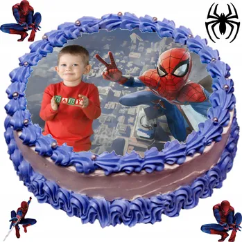 Obraz OPLATEK NA DORT Spiderman OD 22 DO 30 CM VAŠE FOTOGRAFIE OBVODY JMÉNO DÁREK!