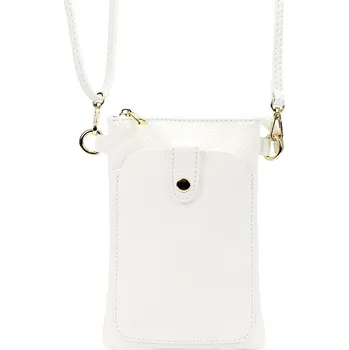 Malá kožená dvouoddílová crossbody kabelka (pouzdro na mobil) Luka bílá