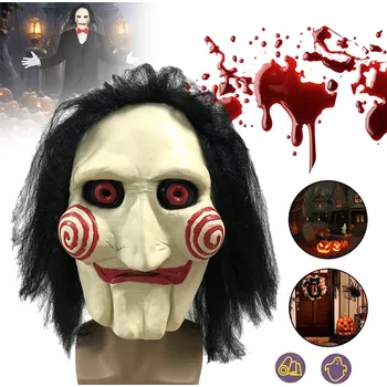 Pleťová maska Maska na obličej Saw Jigsaw, halloweenská maska, latexový klaun